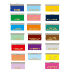 Event Title Badge Ribbon Examples – Custom Wording Available