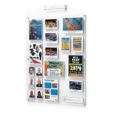 Clear Multi‑Pocket Wall Mounted Information Board – 18 Pocket Portrait Display