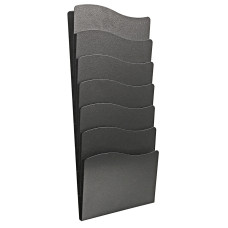 Wall Mounted 7 Pocket Literature Rack – Black Powder Coated Steel