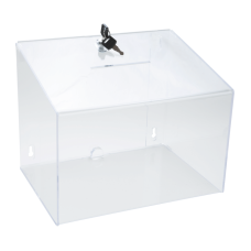 Clear Acrylic Ballot & Suggestion Box – With Optional Lock and Header Clear Acrylic Ballot & Suggestion Box – With Optional Lock and Header