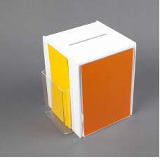 White Acrylic Suggestion Box with A5 Display & Leaflet Holder – Countertop Use