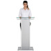 Tempered Glass & Steel Lectern – Contemporary Sophistication for Modern Spaces