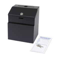 Black Powder-Coated Steel Suggestion Box — Durable, Lockable & Weather-Resistant Black Powder-Coated Steel Suggestion Box — Durable, Lockable & Weather-Resistant