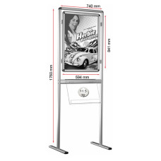 A1 Poster Holder with Literature Shelf – Freestanding Display Stand