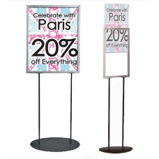 Floor Standing Poster Holder – A1 or A2 Silver Display Stand