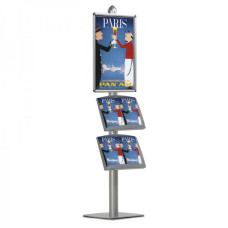 A2 Poster Display Stand with Dual A3 Literature Shelves – Single-Sided, Freestanding