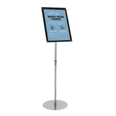 A4 Bevelled Edge Chrome and Black Poster Stand – Sleek, Adjustable & Magnetic