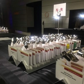 metal badge tray at venue