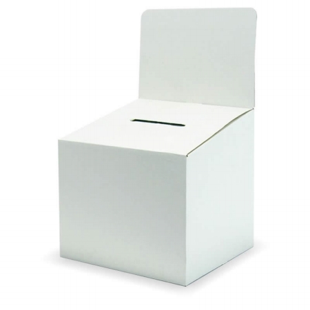 large cardboard ballot box with header bal6