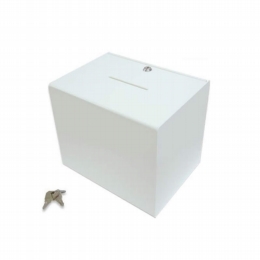 large lockable white suggestion box square