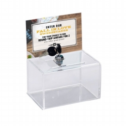 small clear acrylic lockable ballot box with display header