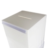 white acrylic suggestion box with intgrated a4 holder