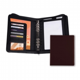 coloured leather a4 six ring conference folder burgundy