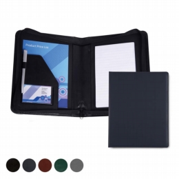 hampton leather a5 zipped folder navy blue